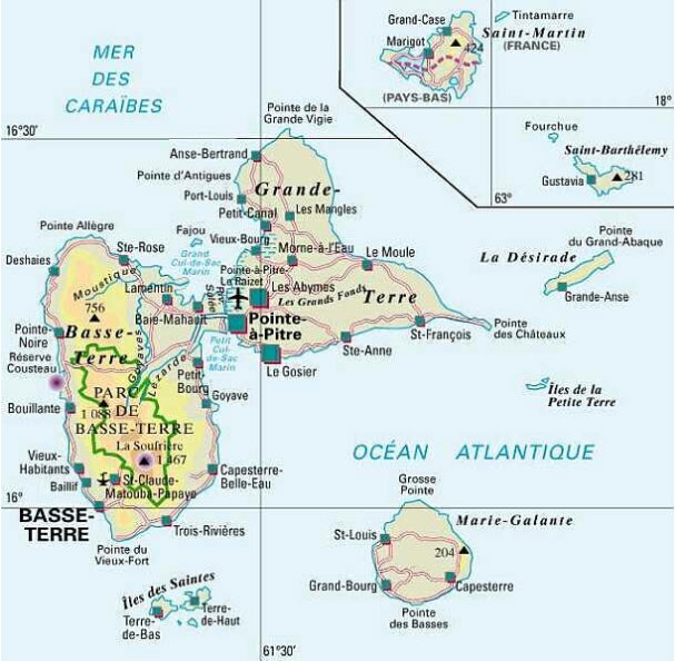 Carte Guadeloupe